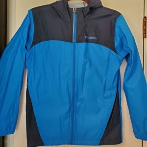 Columbia Glennaker Rain Jacket Blue Windbreaker Hooded Boys Youth Size L…